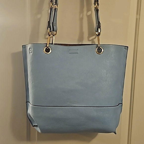 Calvin Klein's Reversible Tote, Brown/Lt. Blue, Goldtone Hardware - Picture 7 of 12